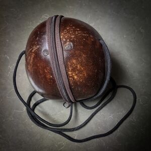 Antique Brown Coconut Shell Crossbody Bag